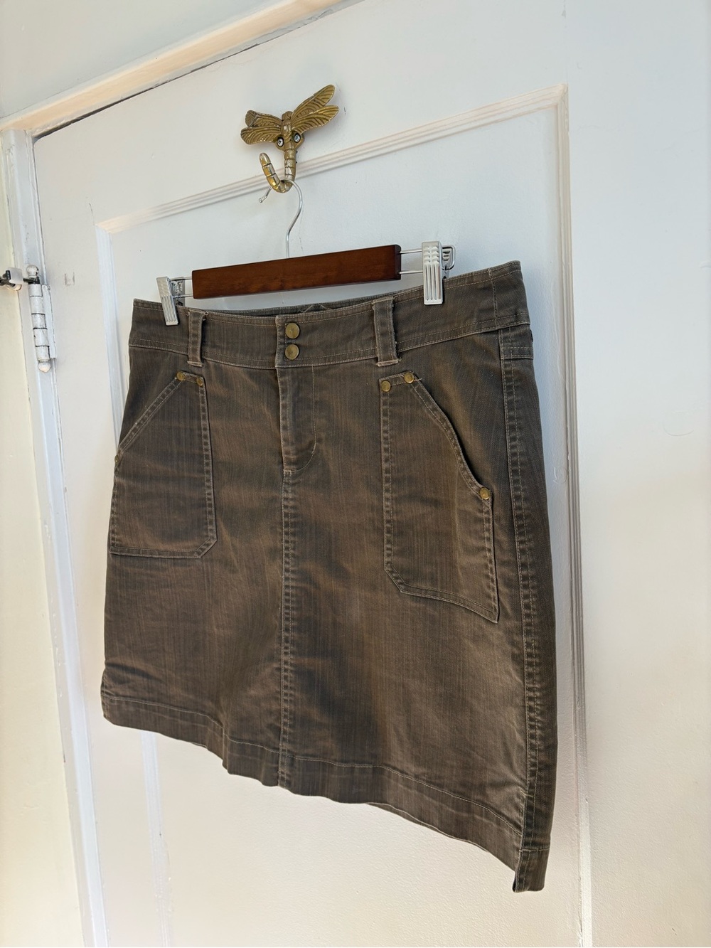 KÜHL Adventure Denim Skirt Women’s Rugged Brown Utility Pocket Skirt Size 10 - Picture 3 of 8